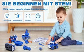 Set inklusiv:5 x Fahrzeuge, die zusammen ein riesiges Robote