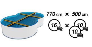 Beispiel Achtformbecken mit 770 x 500 cm (Länge x Breite)