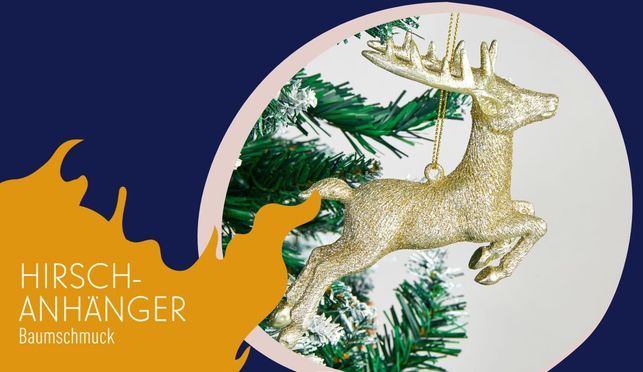 Christbaumschmuck Hirschanhänger | Gold Glitzer | 3er Set