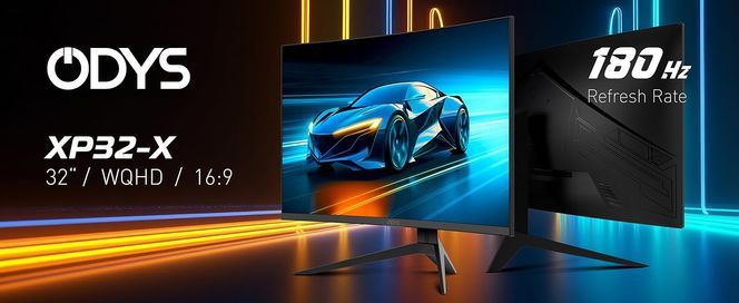 ODYS Gaming Monitor XP32 X, 32 Zoll (80cm), Curved (1500R), 180Hz, WQHD (2.560x1.440px), HDR, HDMI