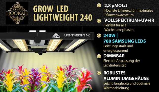 240W Grow LED Light Samsung für Growzelt Growbox – Dimmbar, Vollspektrum mit UV & IR für effektives