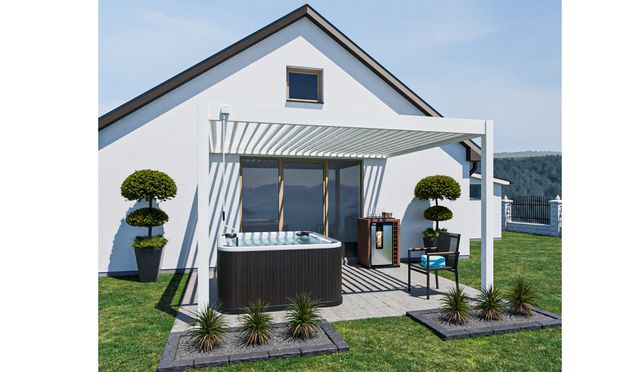 Stahl Anstell Pavillon Pergola Deluxe Plus von Weide: Eleganz und Stabilität vereint