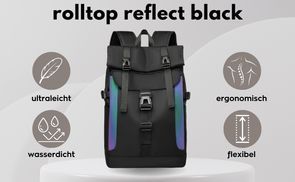 Rebel Rucksack Rolltop Reflect Black