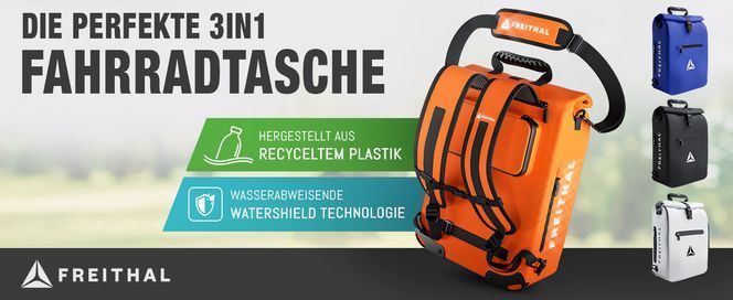 Die 3in1 Fahrradtasche von Freithal kombiniert Design mit Funktionalität