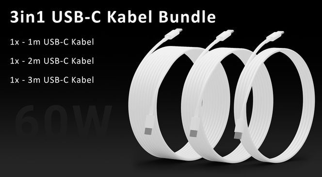 3in1 USB C Kabel Bundle 1m, 2m, 3m