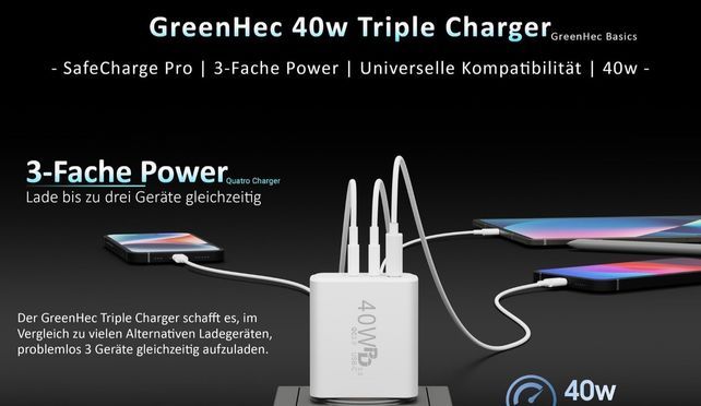 GreenHec Basics 40w Triple Charger