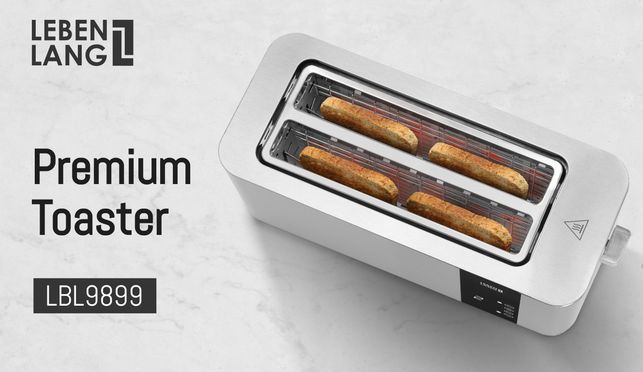 LEBENLANG LBL9899 – Premium Edelstahl Toaster für 4 Scheiben 