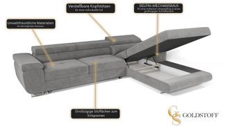 Modernes Goldstoff Ecksofa – Komfort und Stil