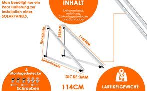 ZWEI SETS VON 114 CM LANGEN SOLARPANEL MONTAGEHALTERUNGEN.