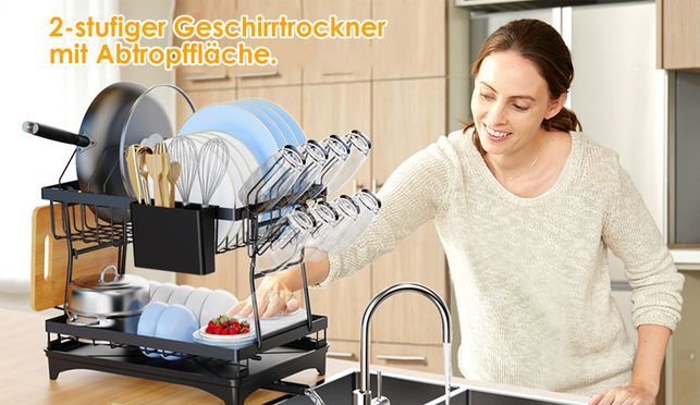 Multifunktionales Geschirrkorb und Abtropfbrettset