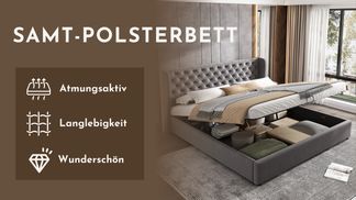 Wunderschönes Samt Polsterbett: Atmungsaktiv und Langlebig