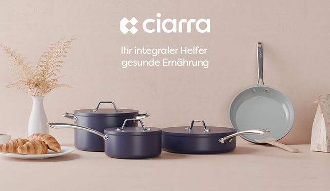 CIARRA Beyond Keramik Bratpfanne 26 cm Blau Brat & Universalpfannen mit Griff Antihaftbeschichtung