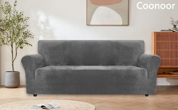 Coonoor Samt Sofa Überzug, Stretch Sofabezug, Sofaschoner rutschfest