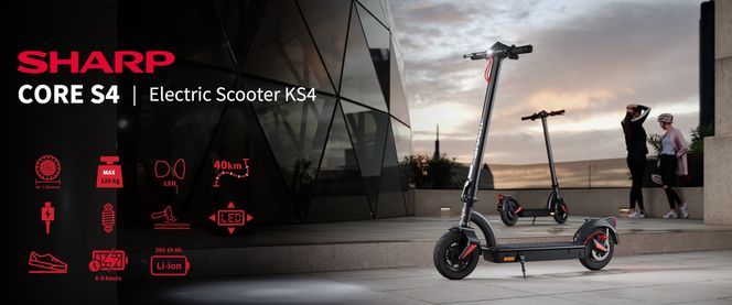 Sharp Core S4 E Scooter, bis 40km Reichweite & 27% Steigung, klappbar, LED Display