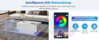 LED Couchtisch mit intelligenten Steuerungsoptionen