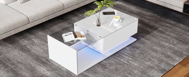 Schlichter Couchtisch mit LED Farben für jedes Wohnzimmer