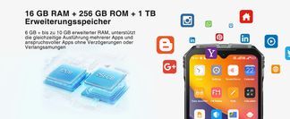 Bis zu 16 GB RAM + 256 GB Speicher