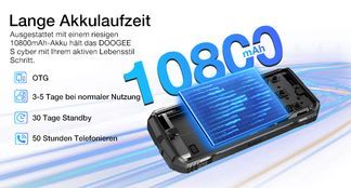 10800mAh Akku für ultralange Laufzeit