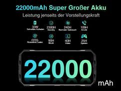 22000 mAh Akku, 33 W Schnellladung und 15 W kabelloses Laden