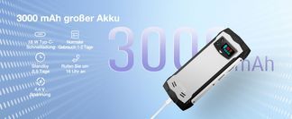 3000 mAh Akku und 18W