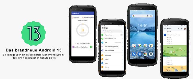 Outdoor Handy mit Android 13 System ausgestattet