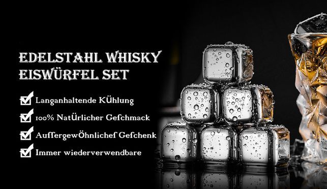  12Stück Eiswürfel 304 Edelstahl Wiederverwendbar Whisky Steine