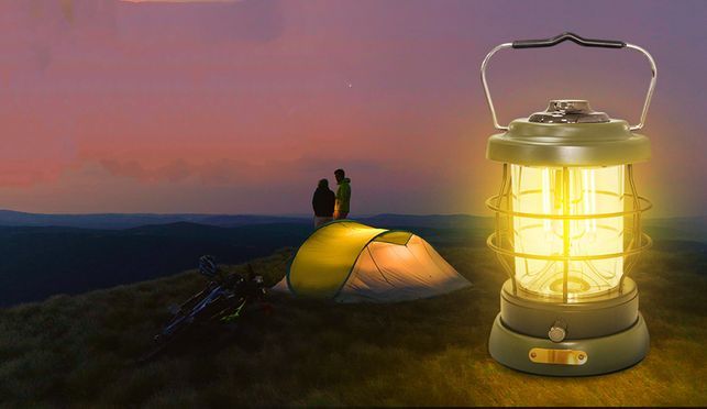 Retro LED Camping Laterne Stufenlos Dimmbar Outdoor Lamp