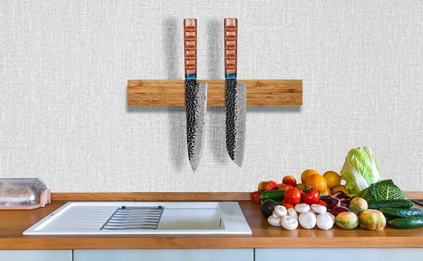 2 Teilig Chefmesser Set, Hammerschlagoberfläche Kochmesser Set mit Holzgriff