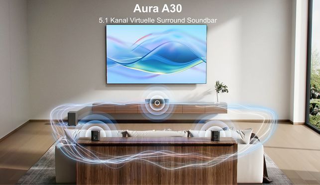 ULTIMEA Aura A30 Soundbar mit 2 Surround Lautsprechern und 1 Wire Subwoofer für Heimkino!