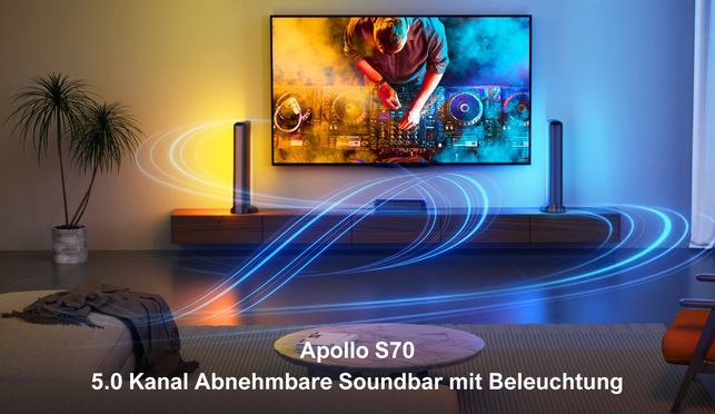 ULTIMEA Apollo S70 5.0 Kanal Abnehmbare Soundbar mit Beleuchtung