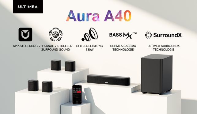 ULTIMEA Aura A40 7.1 Kanal Virtual Surround Soundbar für Fernseher