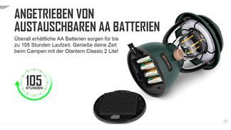 Angetrieben von austauschbaren AA Batterien