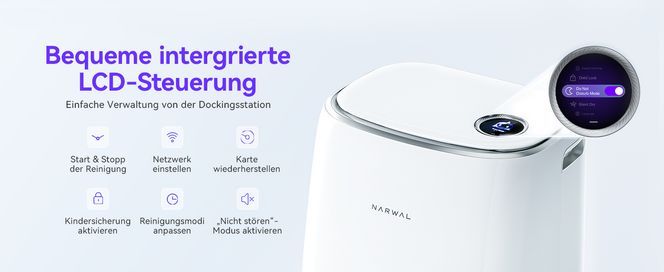 Narwal Freo: LCD Anzeigestation — Ein Klick für ein bequemes Leben.