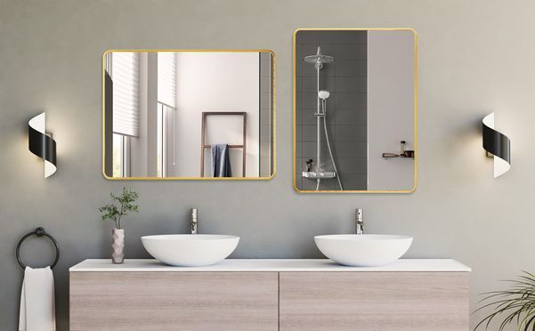 HOPIBATH Wandspiegel Gold mit Aluminiumrahmen Rechteckig