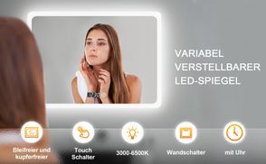 LED Spiegel mit Digitaluhr