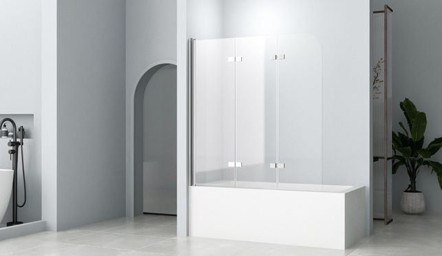 HOPIBATH Badewannenaufsatz Chrom 3teilig Klarglas 6mm Nano Glas