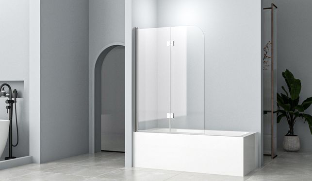 HOPIBATH Badewannenaufsatz Chrom 2teilig Klarglas 6mm Nano Glas