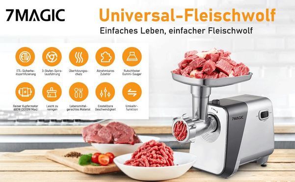 7MAGIC Elektrofleischwolf Erleben Sie technologisches Leben und genießen Sie komfortables Kochen