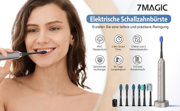 Sanfte Pflege, effektive Reinigung – 7MAGIC Schallzahnbürste macht dein Lächeln perfekt!