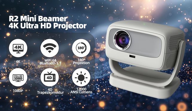 CkeyiN R2 LCD Beamer 4K Ultra HD Projector Heimkino