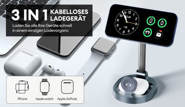 Echte kabellose 3 in 1 Ladestation für iPhone