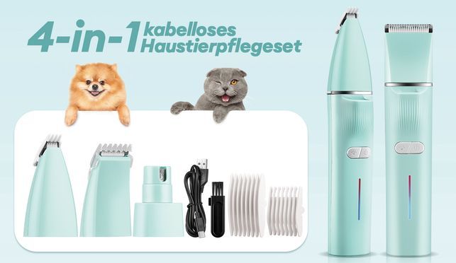 4 IN 1 Kabelloses Haustierpflegeset mit Leuchte