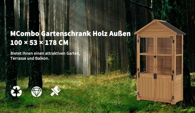 MCombo Gartenschrank Holz Wetterfest