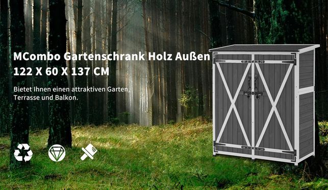 MCombo Gartenschrank Holz Wetterfest