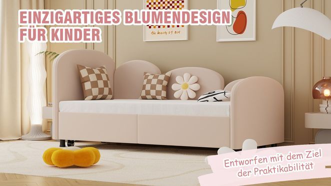 Praktisches Ausziehbett Design, verwandelt sich im Handumdrehen in ein Doppelbett(90×200cm 