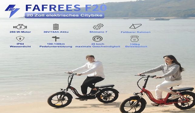 Elektrisches Fahrrad FAFREES F20 250W Motor 576WH Batterie 70KM Reichweite