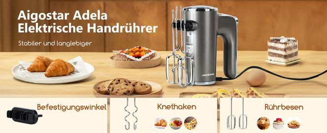 Handmixer Elektrischer, 400 W Ultra Power Mixer Handrührer mit 1 Aufbewahrungshalterung, 5 Geschwind