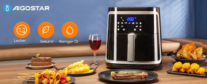 Aigostar Cube Heißluftfritteuse 7L XXL Friteuse Heissluft 1900 W