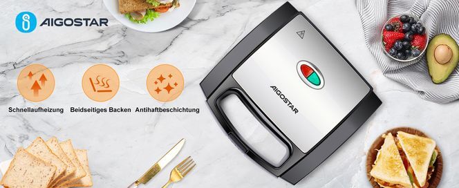 Aigostar Sandwichmaker für Dreieckige Sandwichtoasts