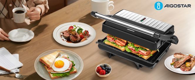 Aigostar York Pro Kontaktgrill für Sandwiches, Steak, Panini Grill